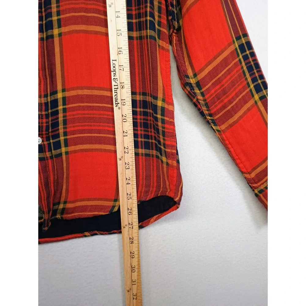 Lumberjack Banana Republic Mens S Red Plaid Untucked Slim Fit Cotton Button Down